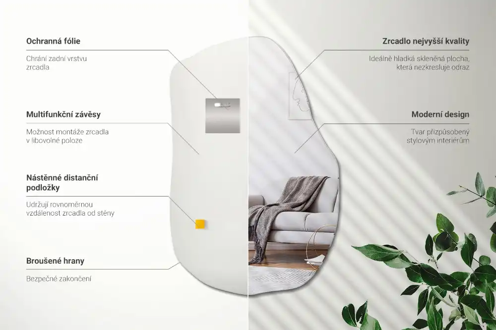 Lustro w nieregularnym kształcie jako modny akcent do wnętrza