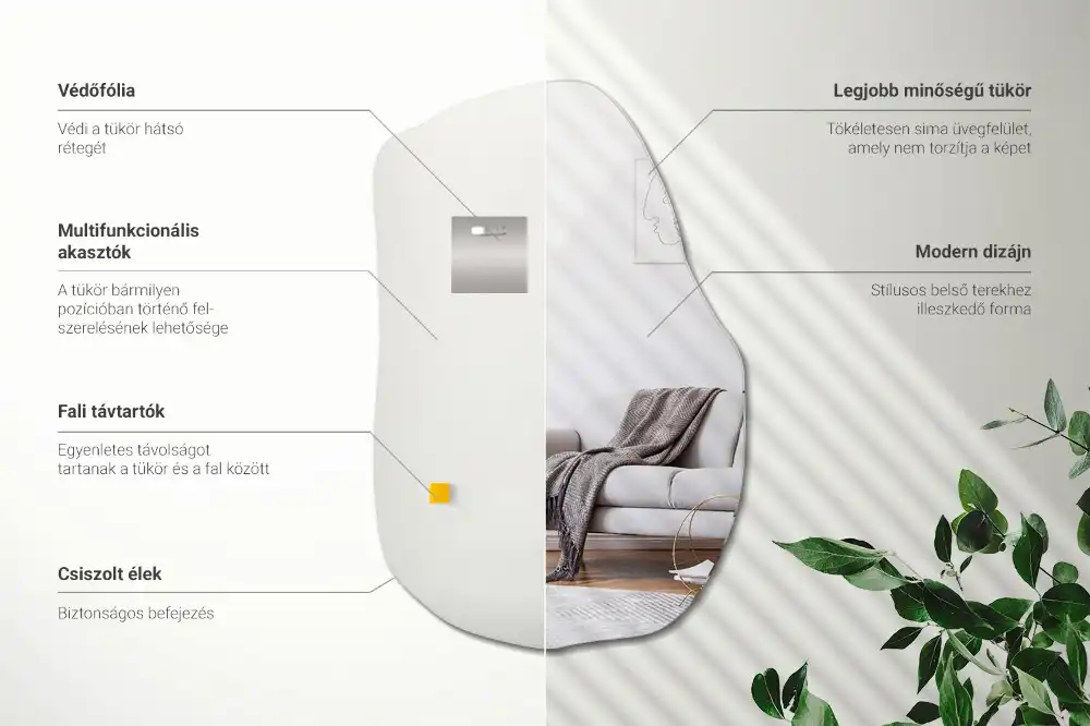 Lustro w nieregularnym kształcie jako modny akcent do wnętrza