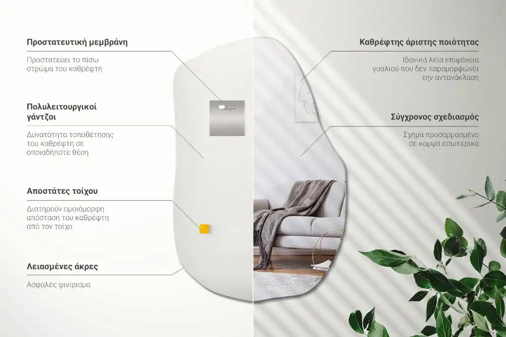 Lustro w nieregularnym kształcie jako modny akcent do wnętrza