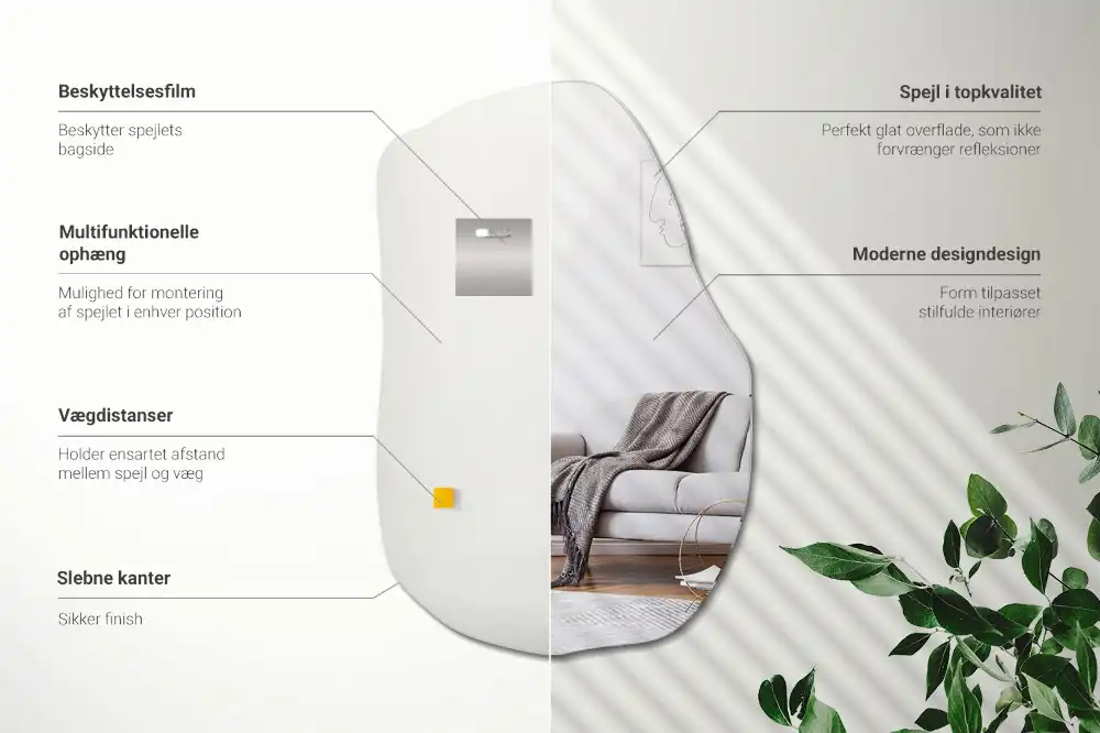 Lustro w nieregularnym kształcie jako modny akcent do wnętrza