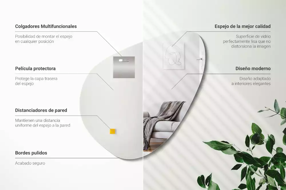 Lustro organiczne dekoracyjne ścienne