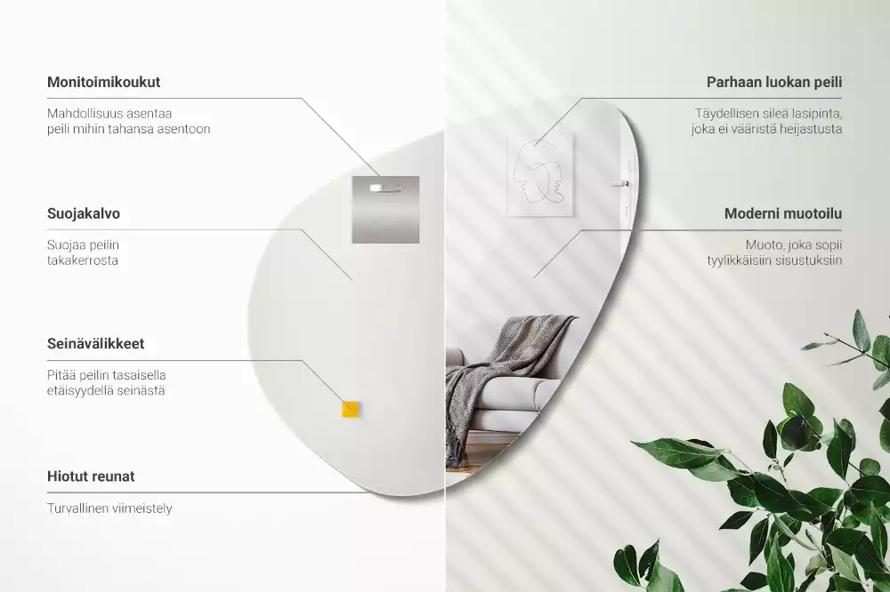 Lustro organiczne dekoracyjne ścienne