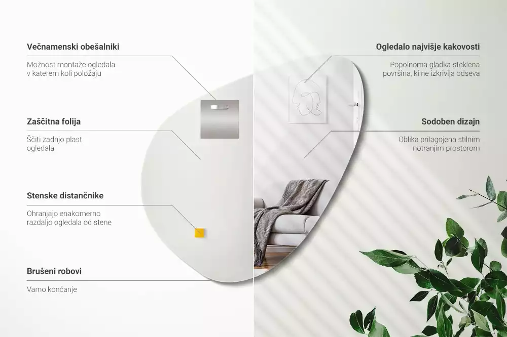 Lustro organiczne dekoracyjne ścienne