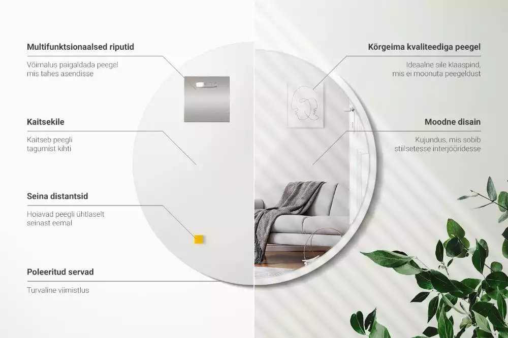 Okrągłe lustro wiszące w białej ramie