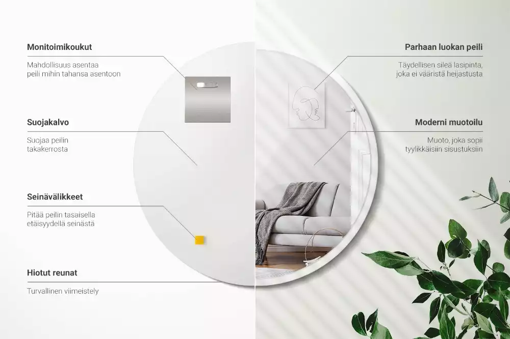 Okrągłe lustro wiszące w białej ramie