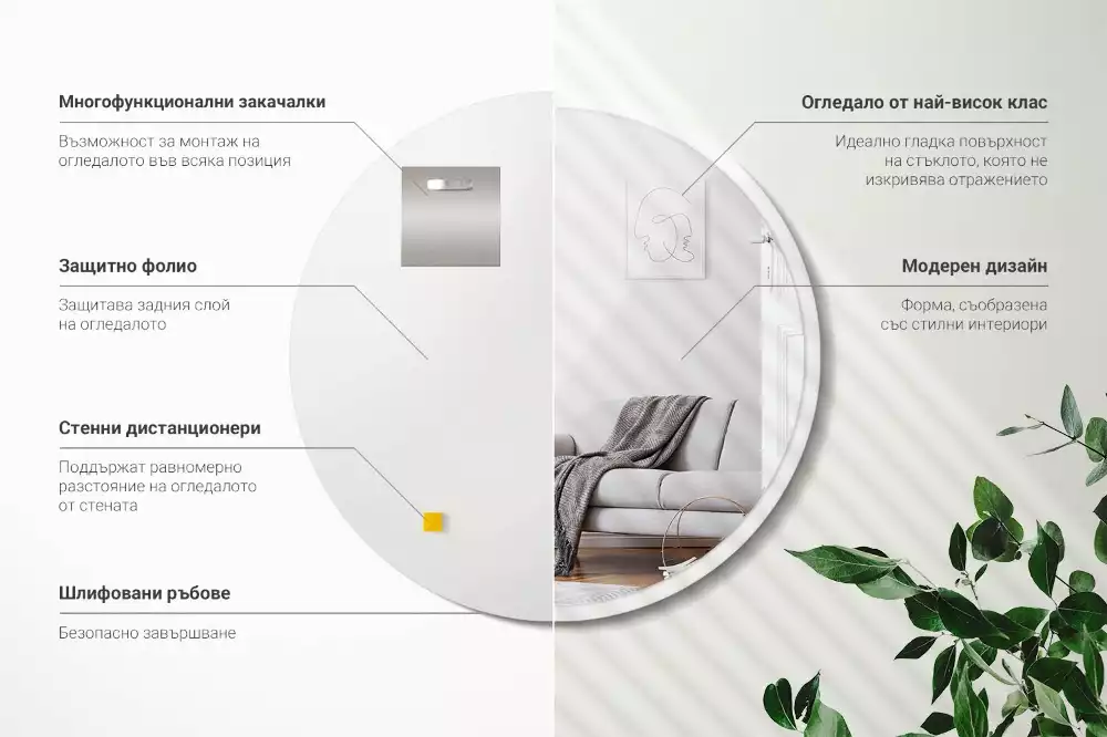 Okrągłe lustro wiszące w białej ramie