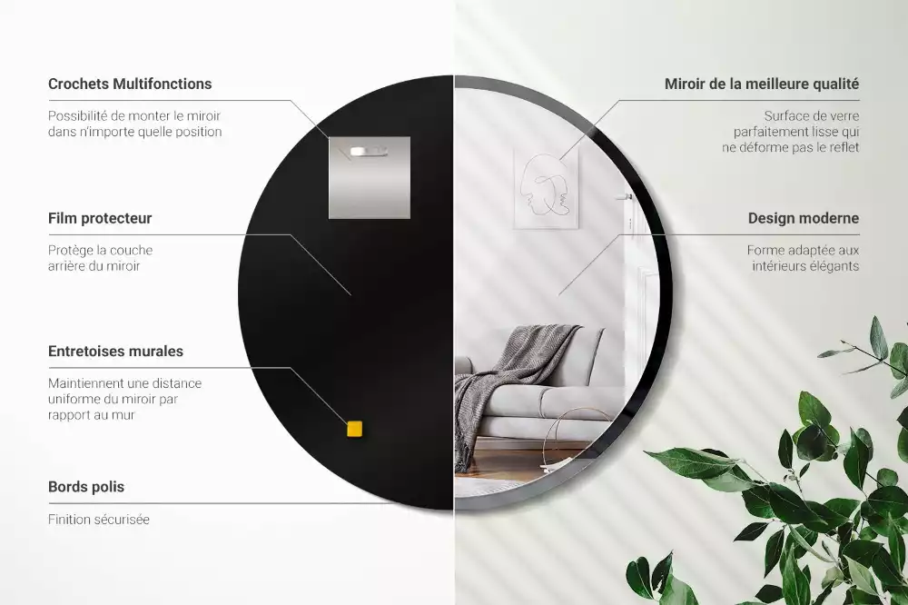 Lustro okrągłe ścienne w czarnej ramie