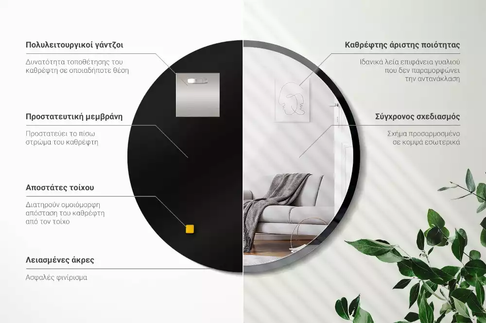 Lustro okrągłe ścienne w czarnej ramie