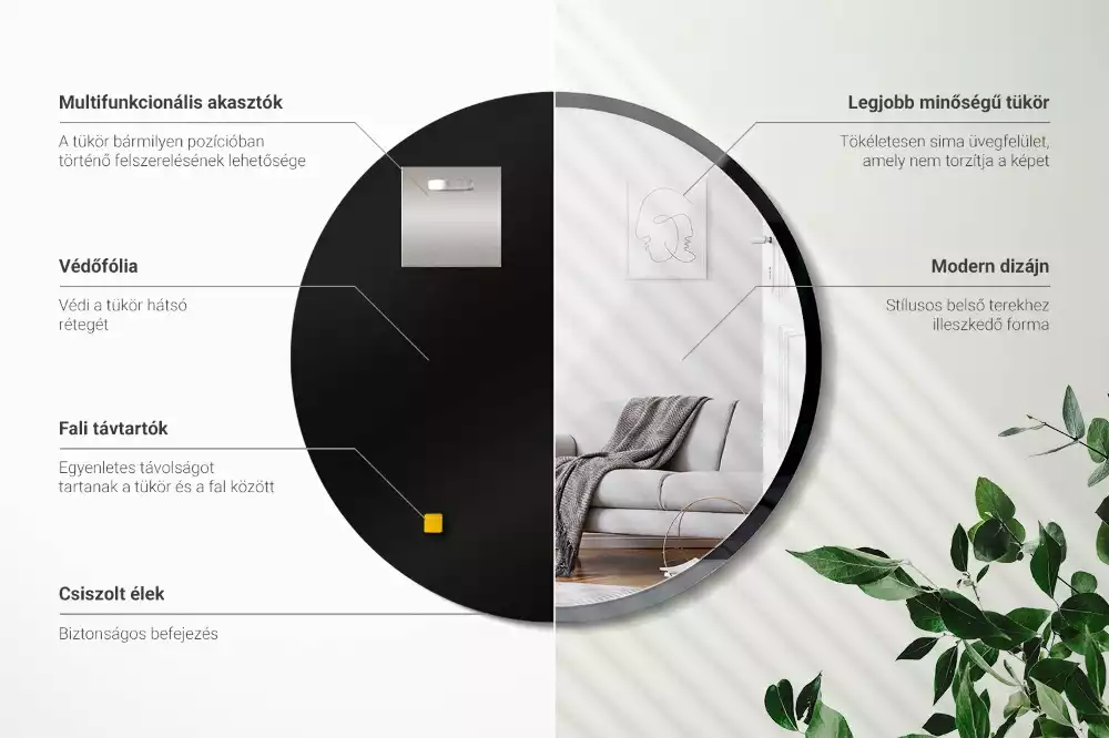 Lustro okrągłe ścienne w czarnej ramie