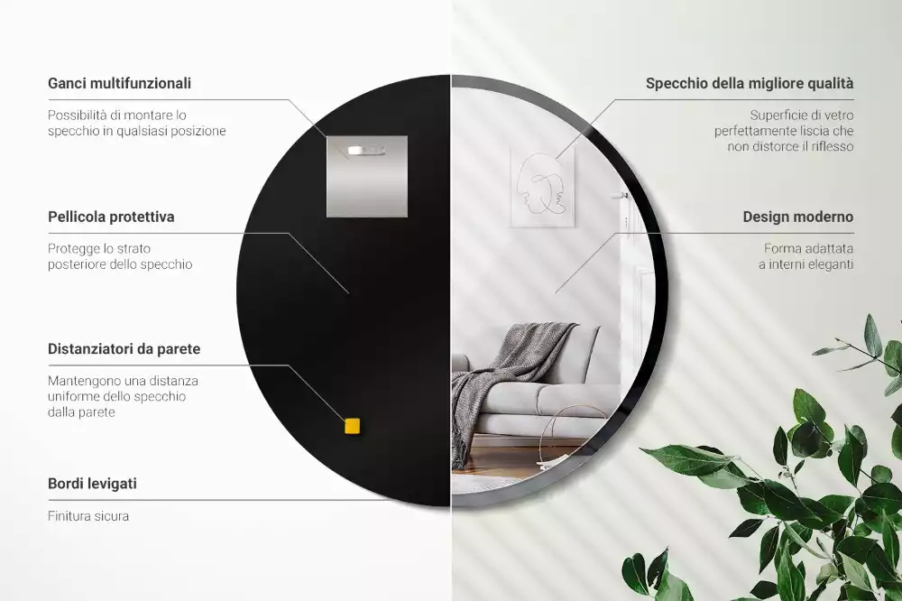 Lustro okrągłe ścienne w czarnej ramie