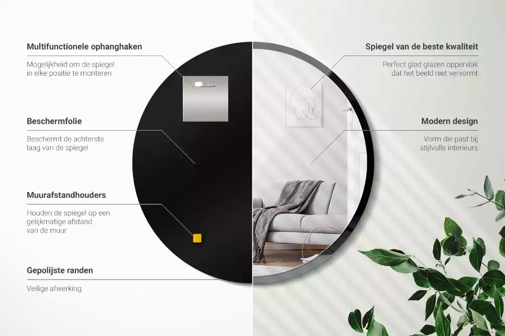 Lustro okrągłe ścienne w czarnej ramie