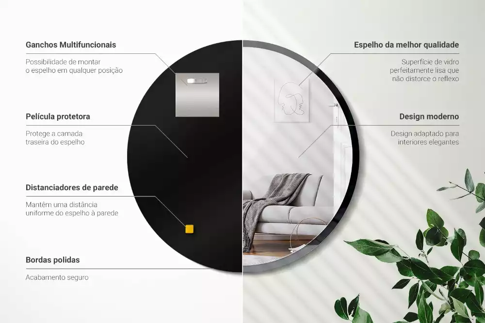 Lustro okrągłe ścienne w czarnej ramie