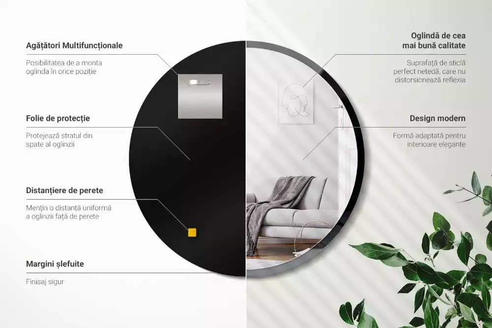 Lustro okrągłe ścienne w czarnej ramie