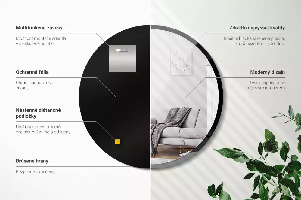 Lustro okrągłe ścienne w czarnej ramie