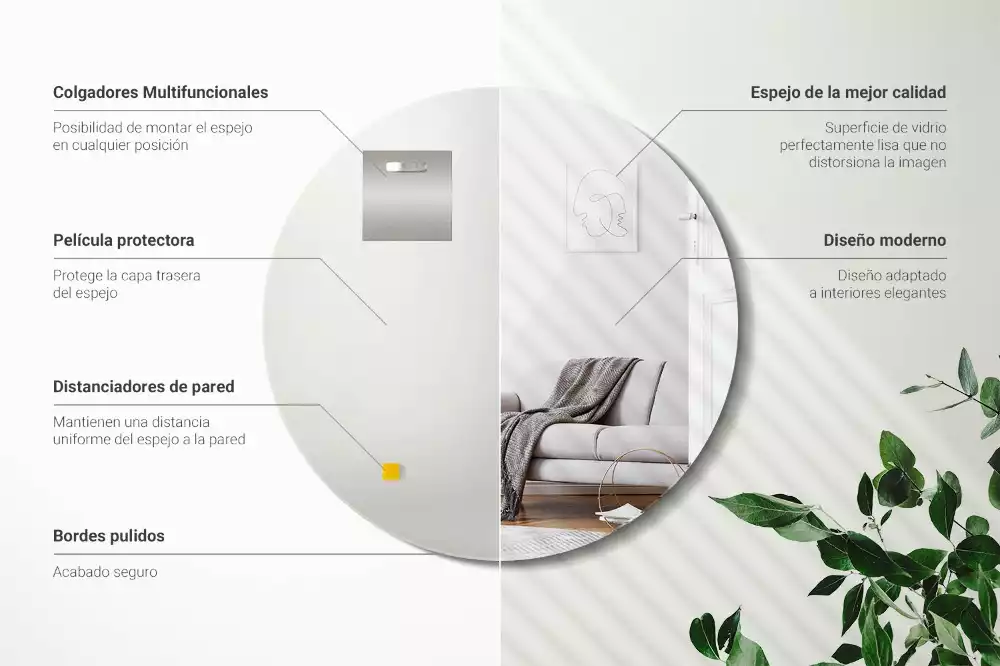 Lustro okrągłe ścienne bez ramy