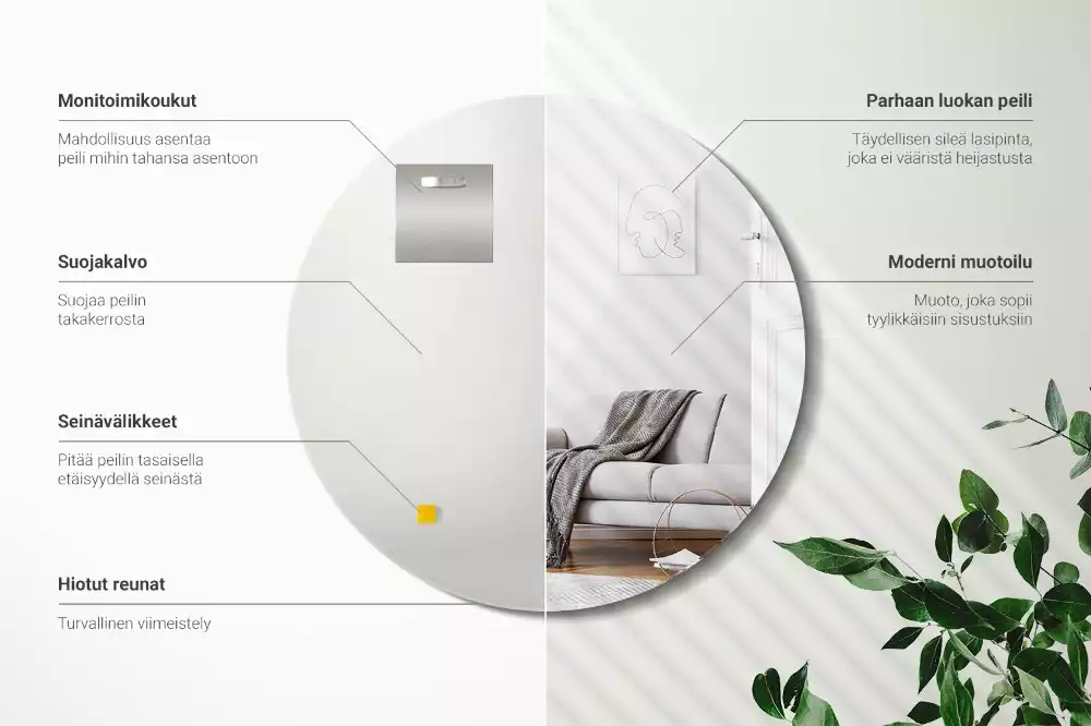 Lustro okrągłe ścienne bez ramy