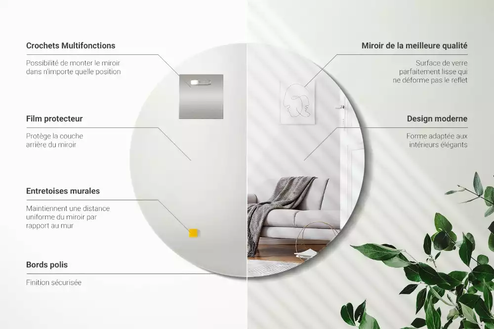 Lustro okrągłe ścienne bez ramy