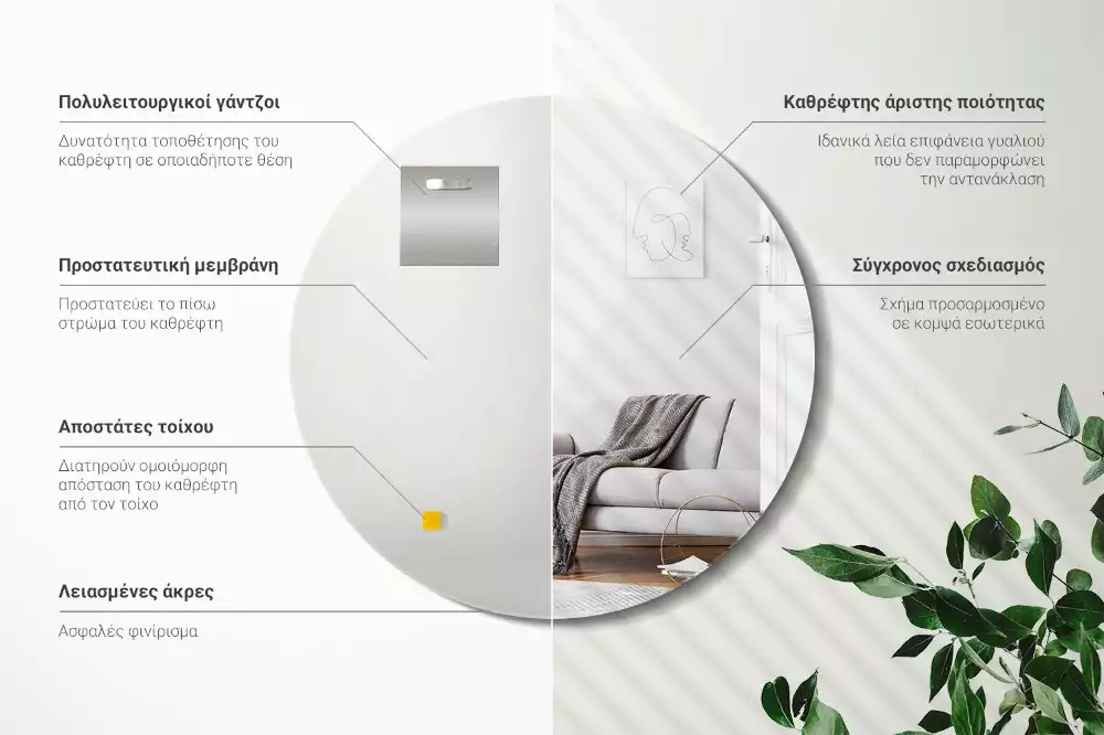 Lustro okrągłe ścienne bez ramy