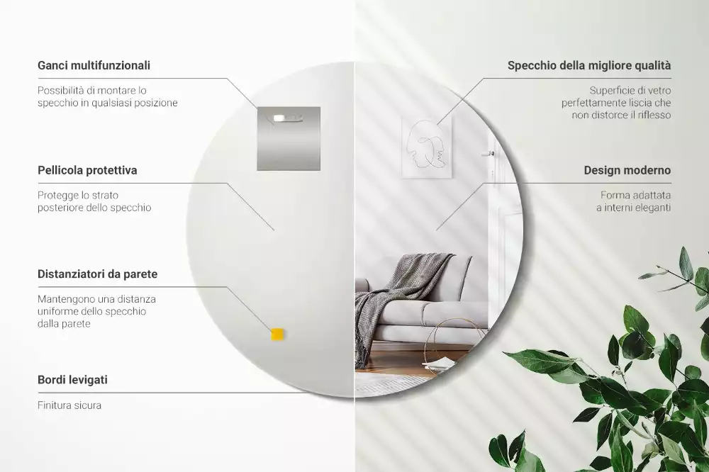 Lustro okrągłe ścienne bez ramy