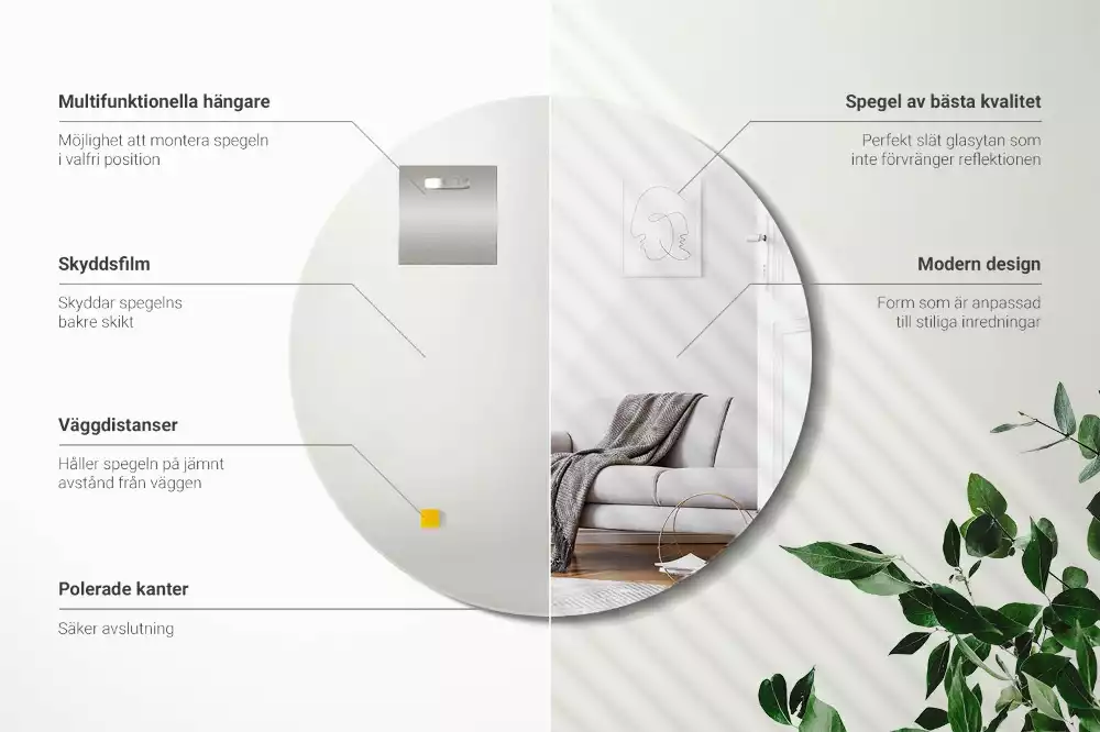 Lustro okrągłe ścienne bez ramy