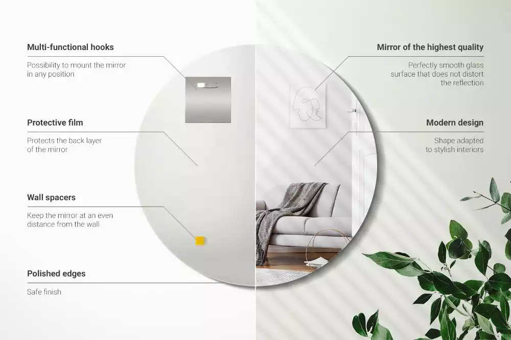 Lustro okrągłe ścienne bez ramy