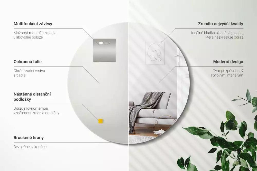 Lustro okrągłe ścienne bez ramy