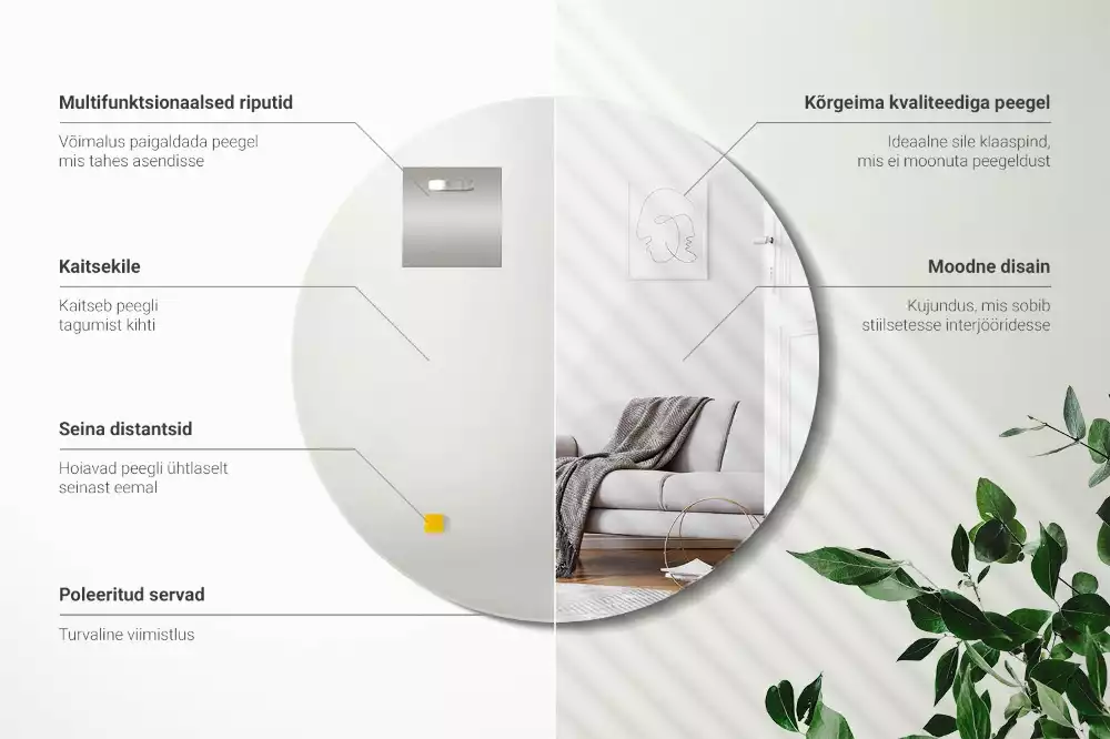 Lustro okrągłe ścienne bez ramy