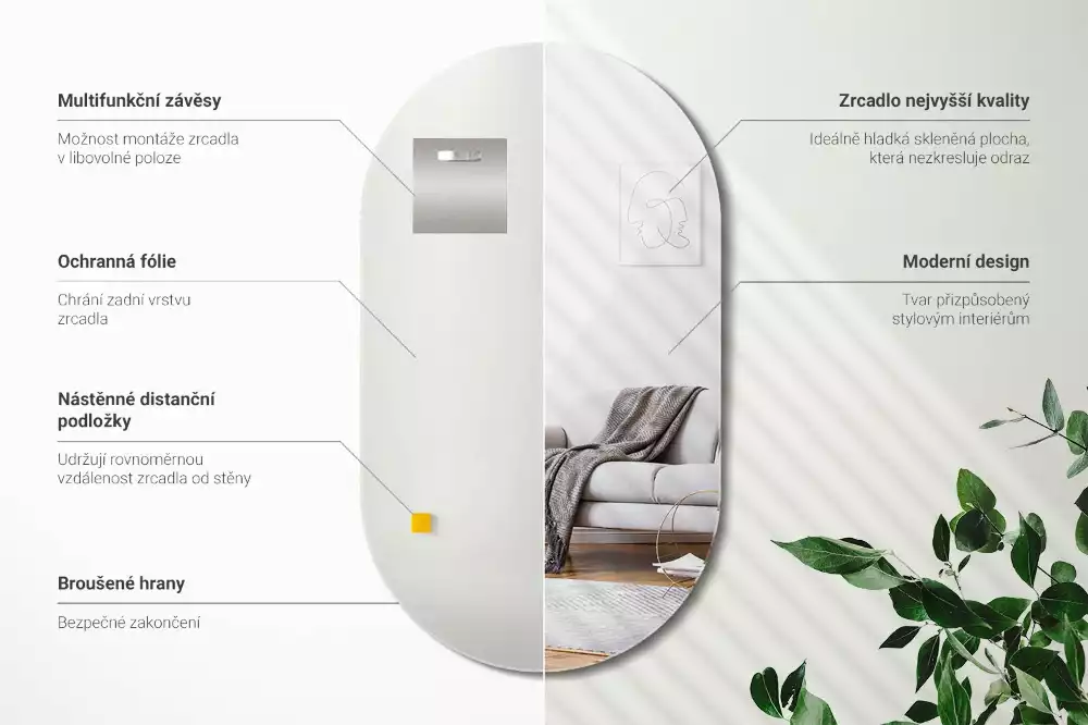 Lustro owalne klasyczne do powieszenia