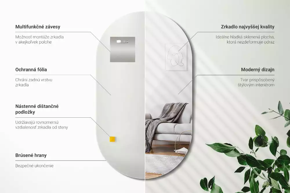 Lustro owalne klasyczne do powieszenia