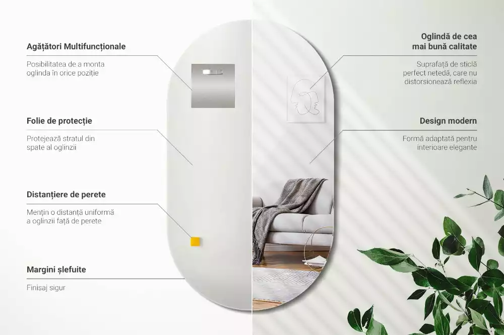 Lustro owalne klasyczne do powieszenia