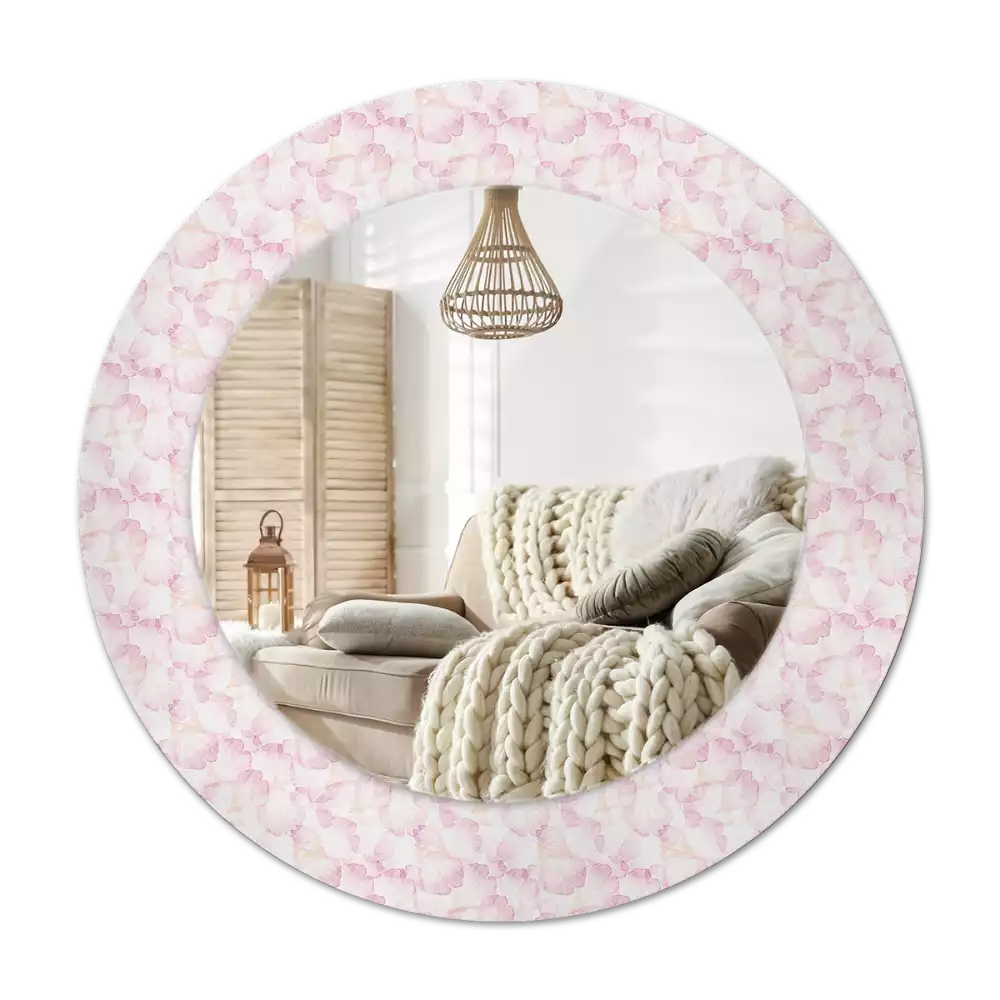 Lustro ścienne dekoracyjne w kształcie koła z motywem płatków kwiatów