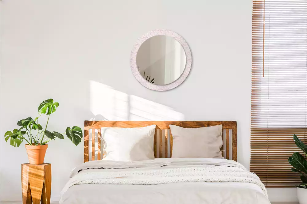 Lustro ścienne dekoracyjne w kształcie koła z motywem płatków kwiatów