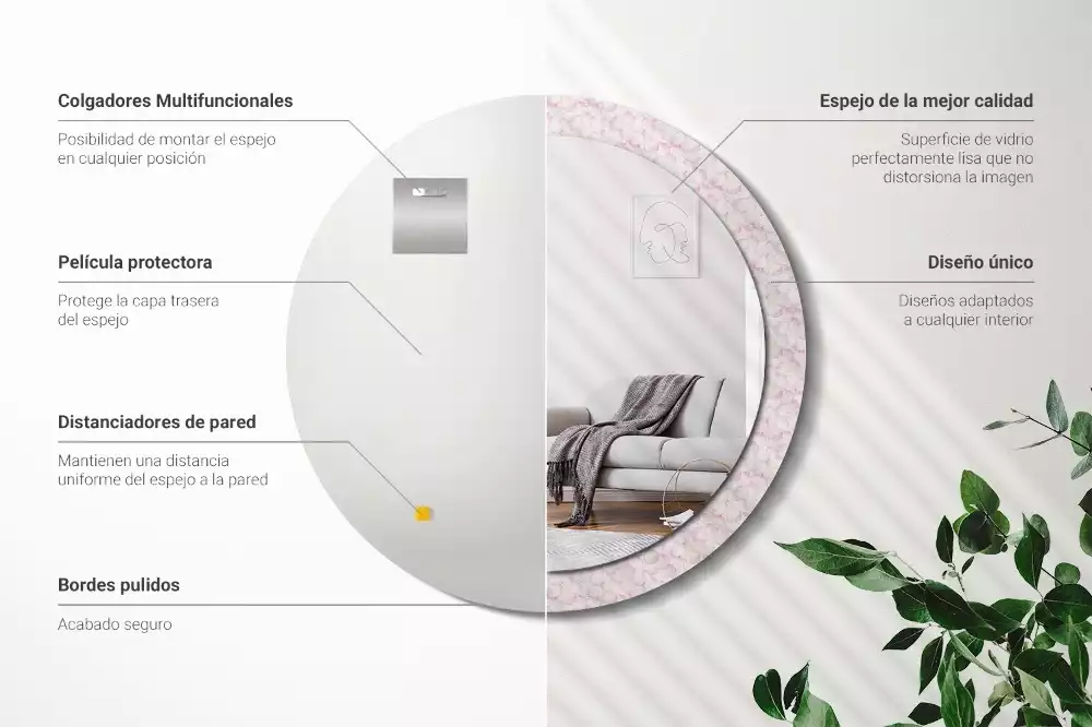 Lustro ścienne dekoracyjne w kształcie koła z motywem płatków kwiatów