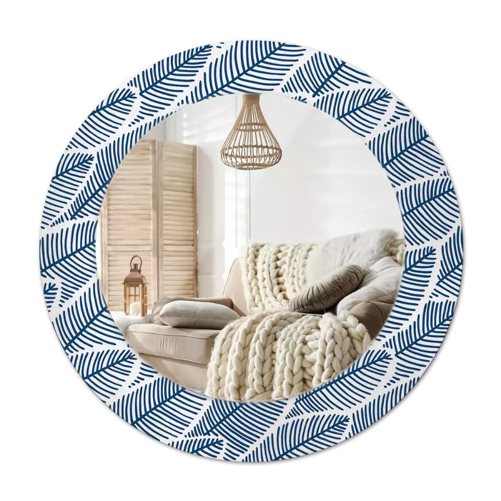 Lustro ścienne dekoracyjne o okrągłym kształcie z motywem liści