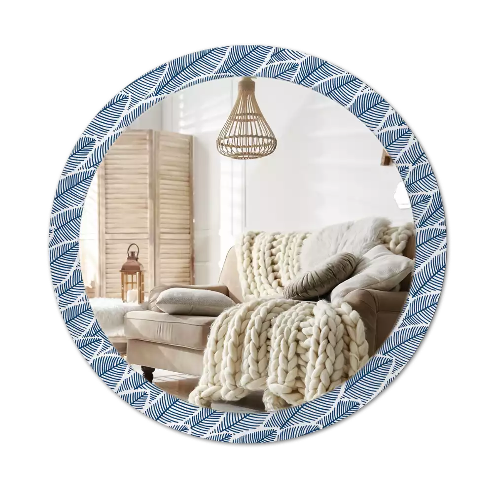 Lustro ścienne dekoracyjne o okrągłym kształcie z motywem liści