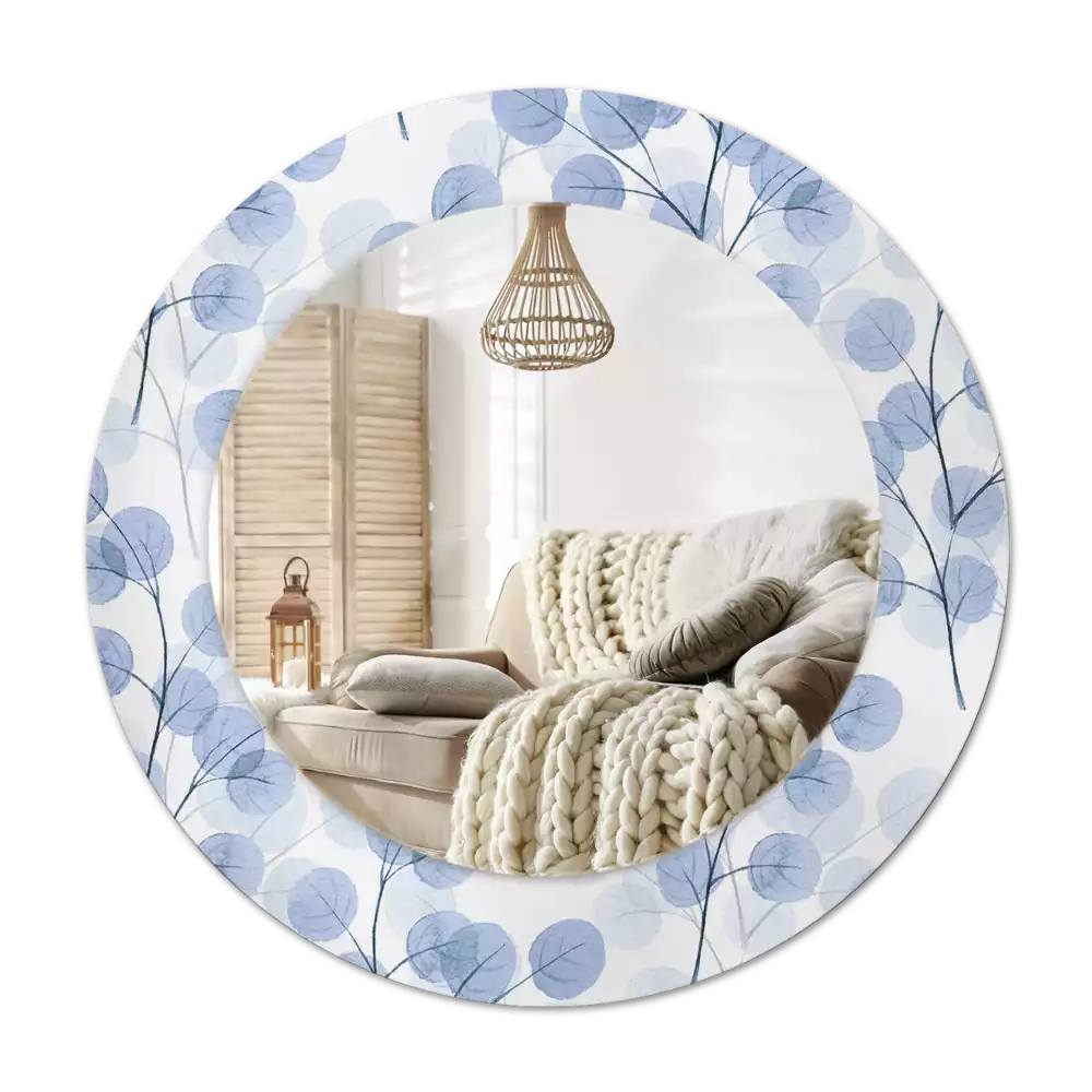 Lustro w ramie z nadrukiem z motywem gałęzi i liści