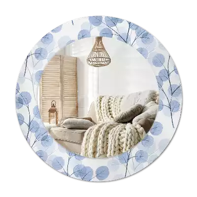 Lustro w ramie z nadrukiem z motywem gałęzi i liści