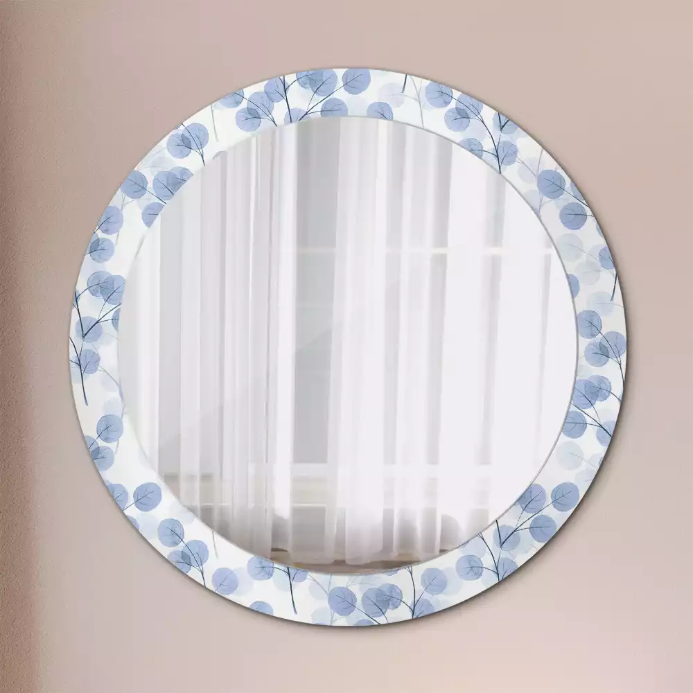 Lustro w ramie z nadrukiem z motywem gałęzi i liści