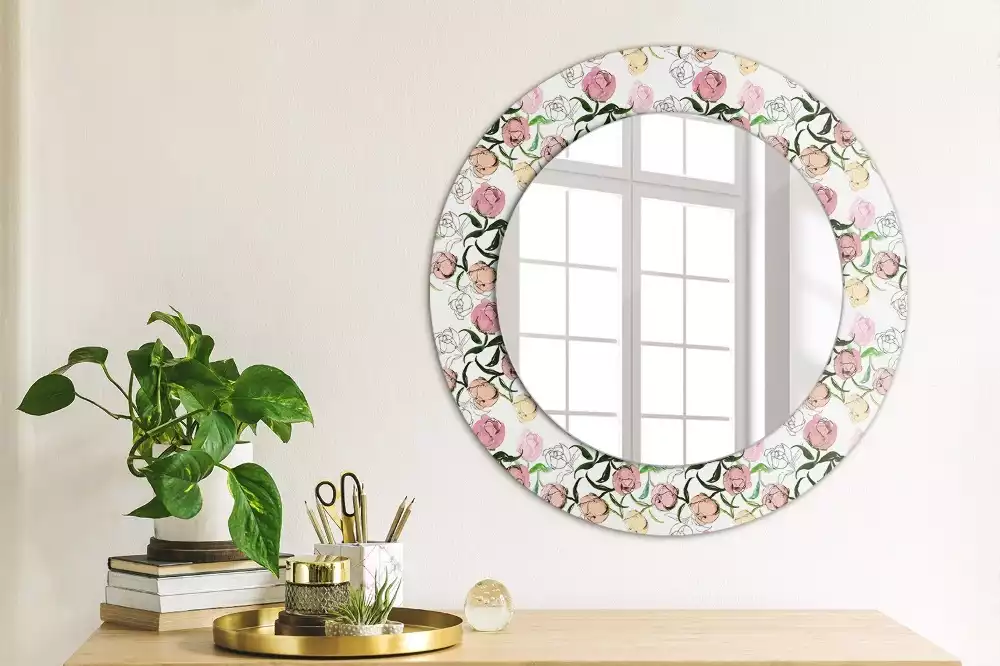 Lustro ścienne dekoracyjne z motywem pąków piwonii