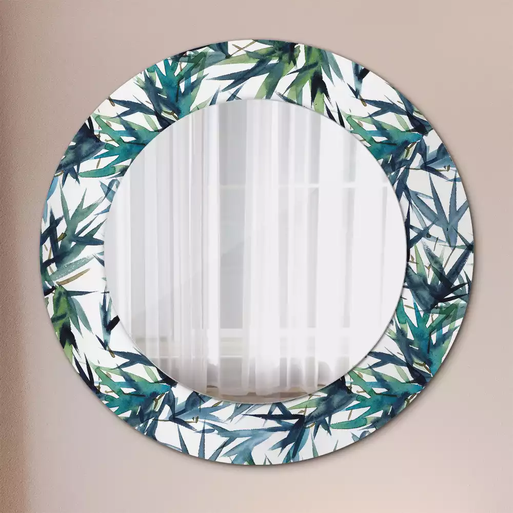 Lustro ścienne dekoracyjne z motywem niebieskich palm