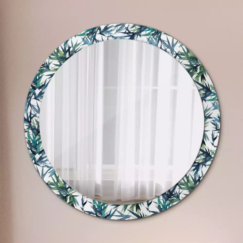 Lustro ścienne dekoracyjne z motywem niebieskich palm