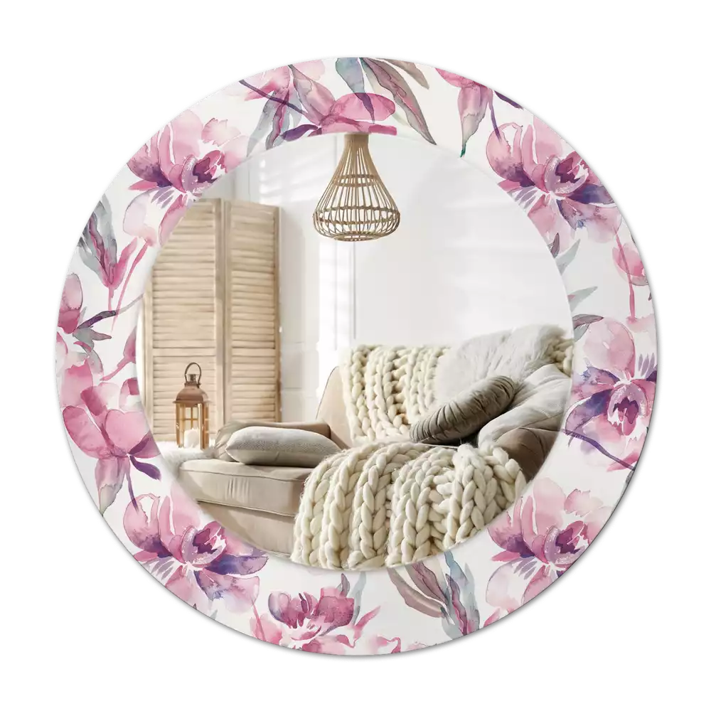 Lustro z drukowaną ramką o motywie piwonii