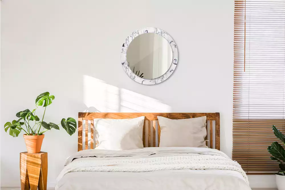 Lustro z drukowaną ramką z motywem żurawi