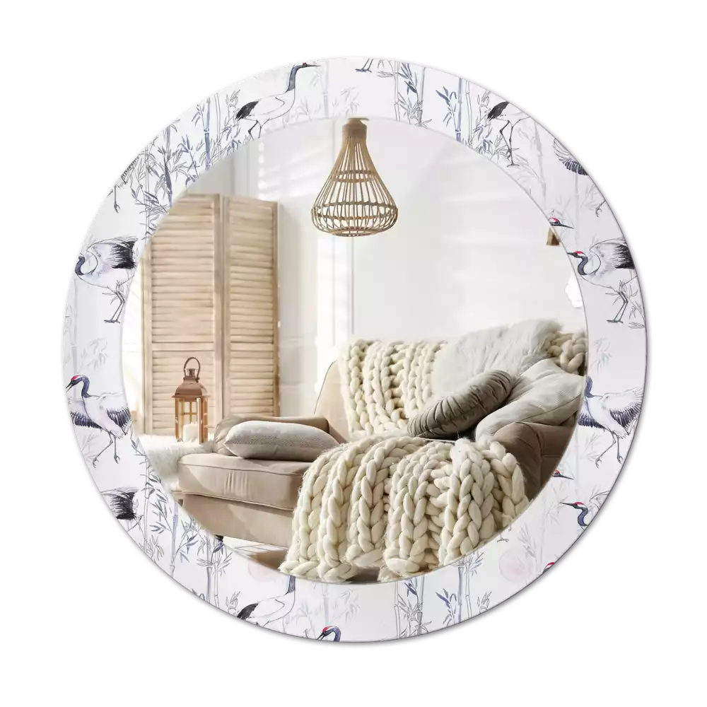 Lustro z drukowaną ramką z motywem żurawi