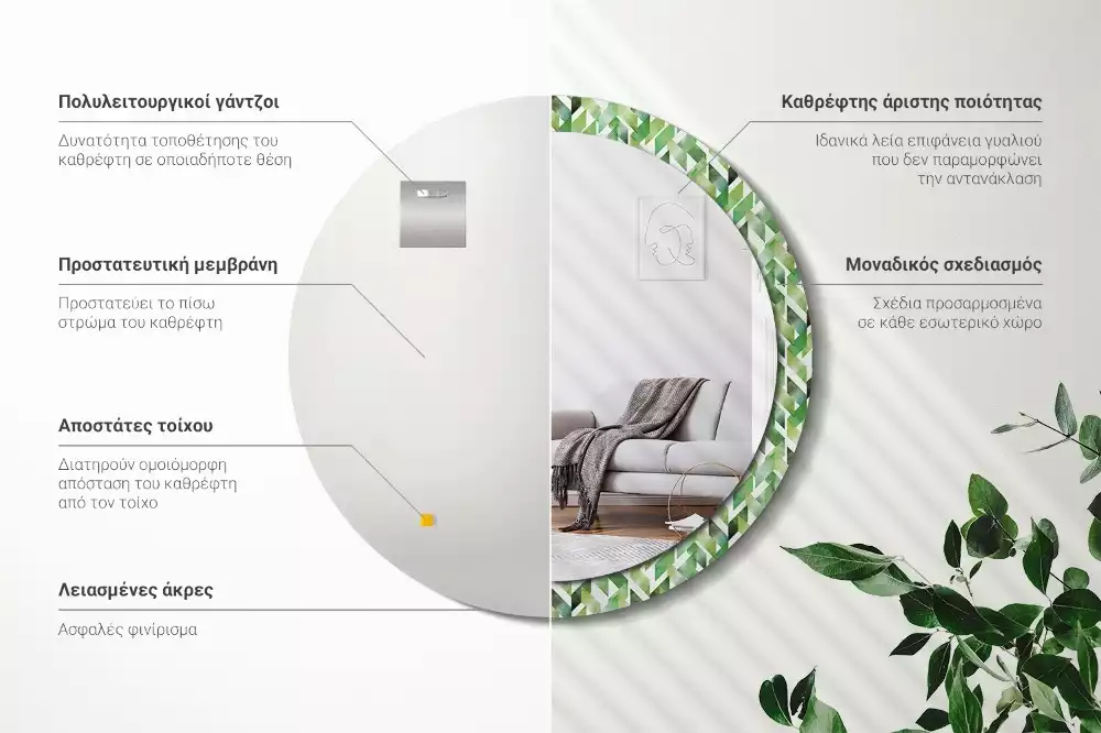 Lustro z drukowaną ramką w motyw jodełki