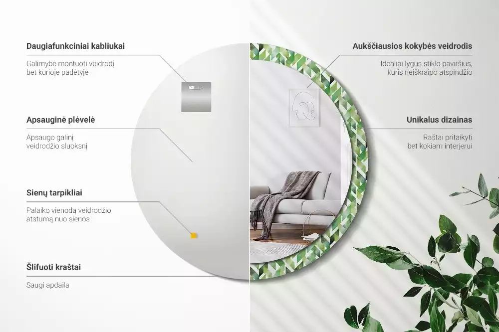 Lustro z drukowaną ramką w motyw jodełki