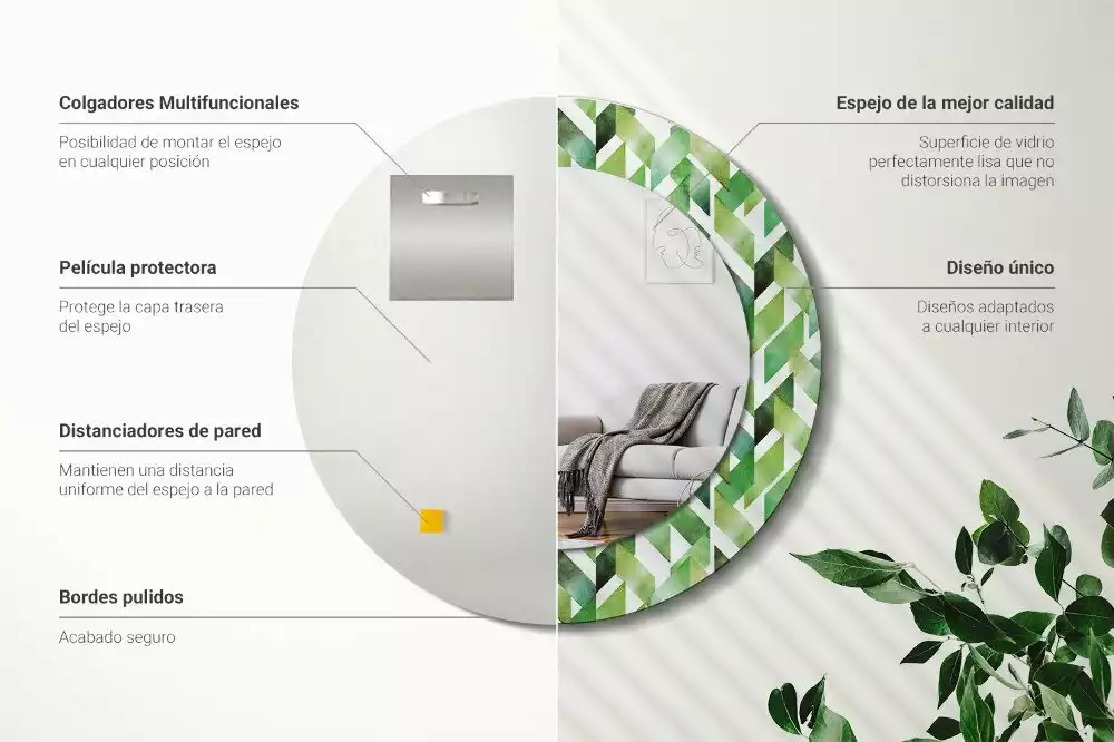 Lustro z drukowaną ramką w motyw jodełki