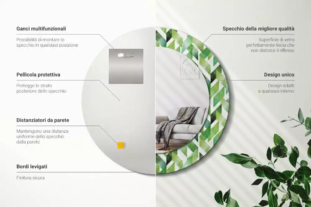 Lustro z drukowaną ramką w motyw jodełki