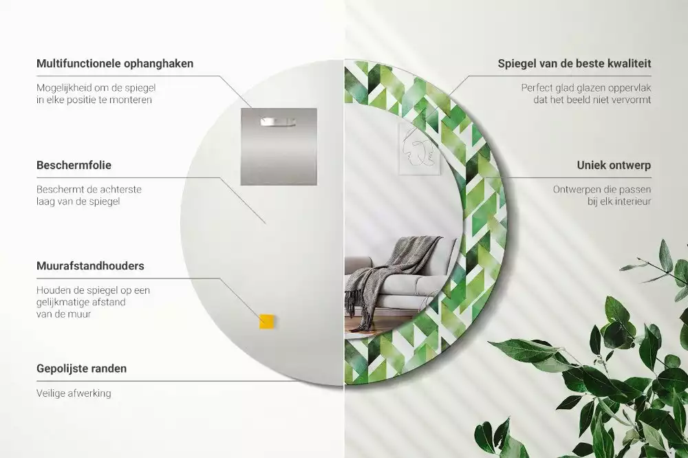 Lustro z drukowaną ramką w motyw jodełki