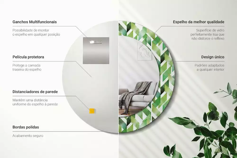 Lustro z drukowaną ramką w motyw jodełki